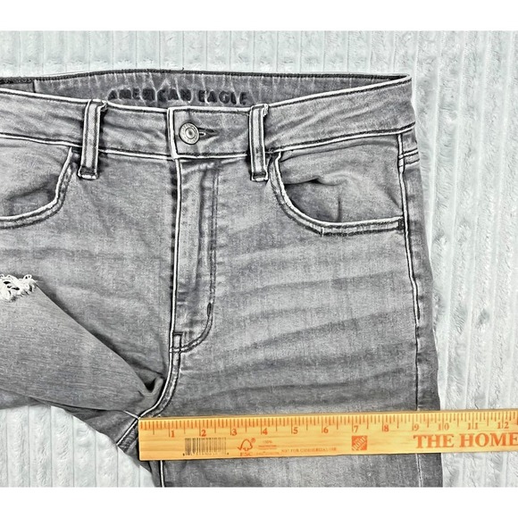 American Eagle Super Hi Rise Jegging Women's 8 Long Distressed Flame Hem Pockets - Picture 13 of 16